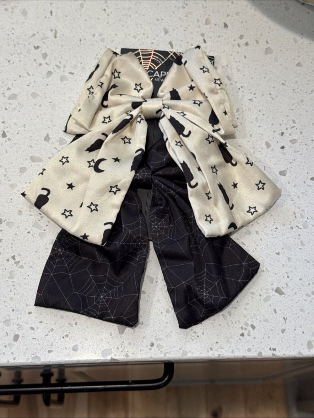 Girls Halloween Hair Bows Spider Web Cats
